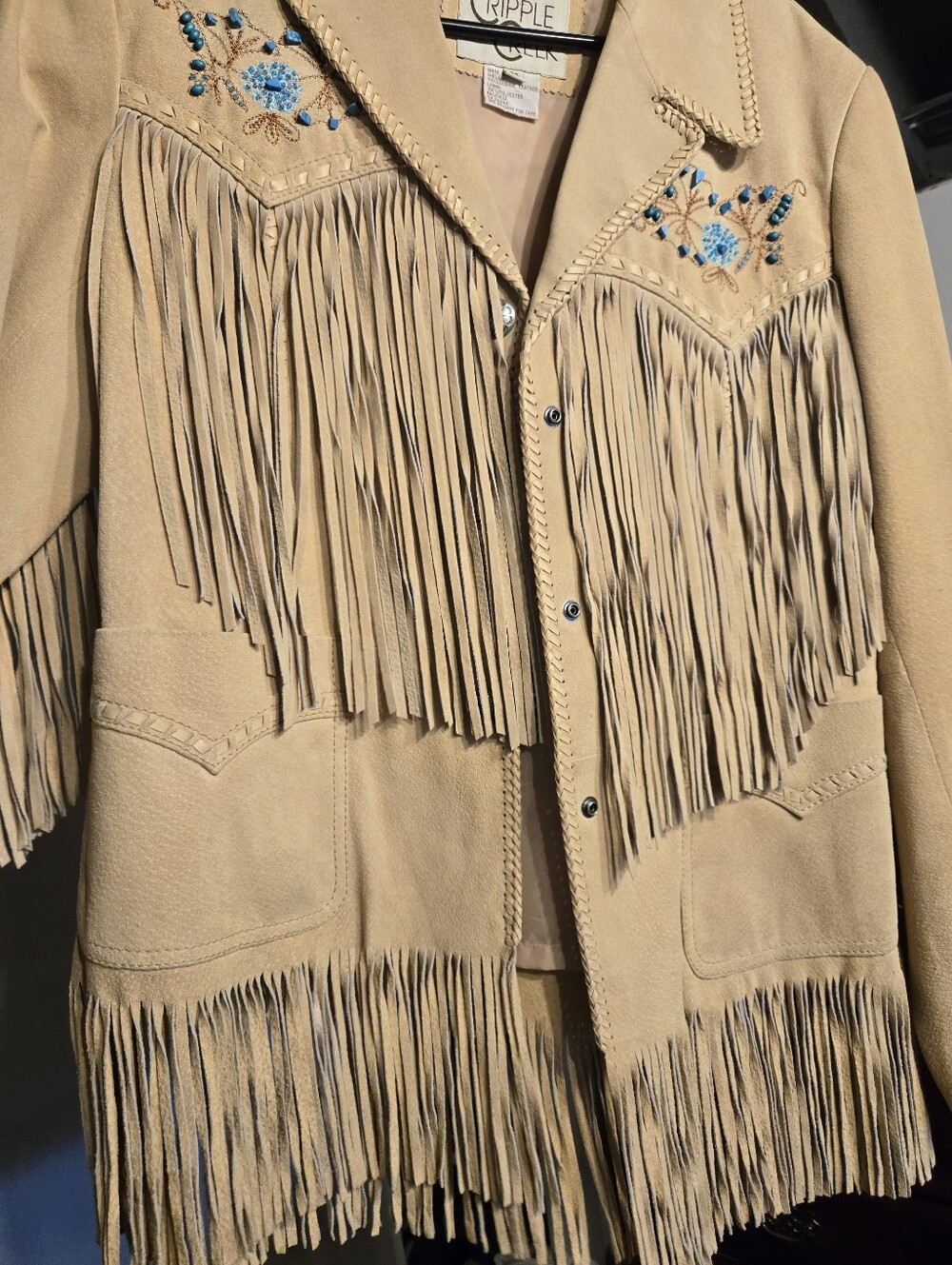 Cream Fringe Jacket with Embroidered Details - Picture 3 of 7